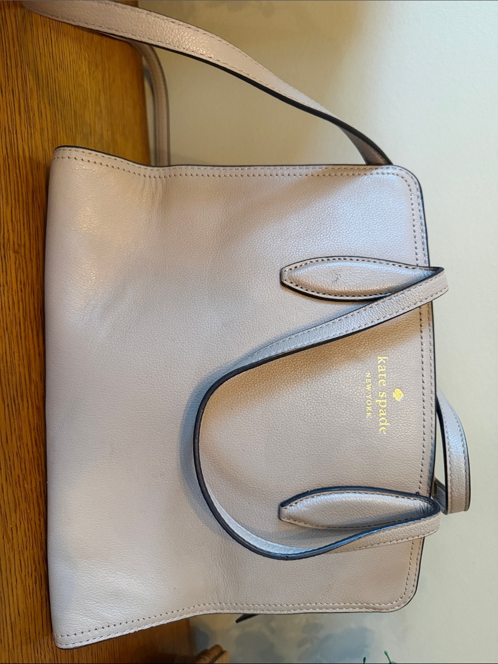 kate spade tan Leather Satchel with Gold Logo
